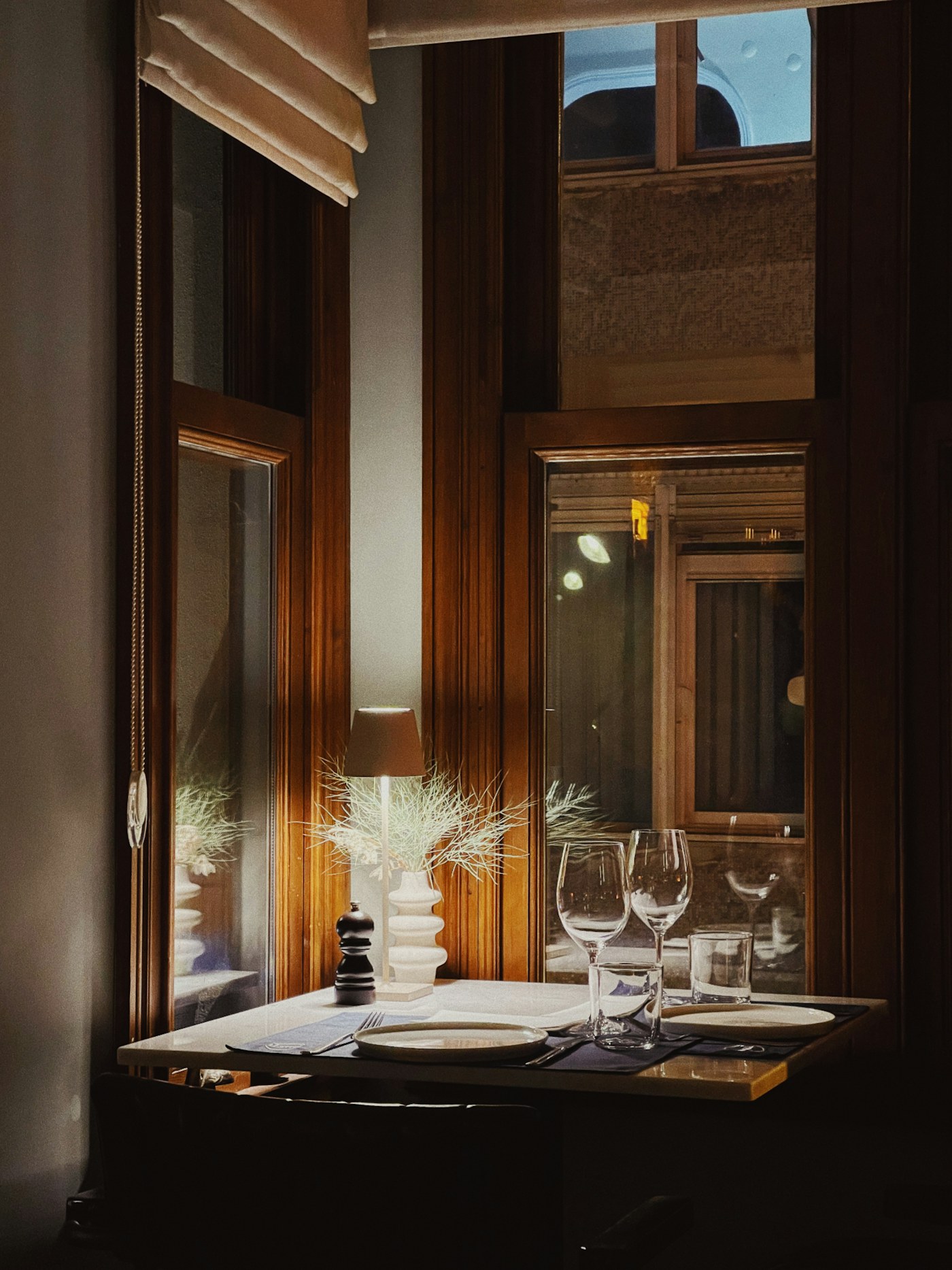 Fine dining table by a window